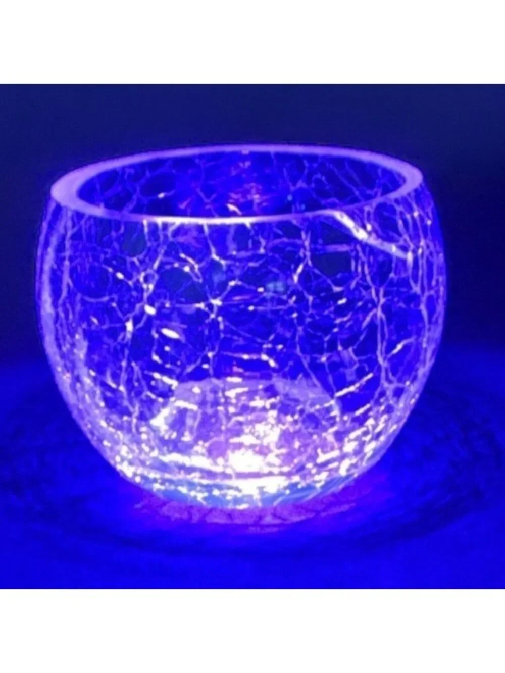 Clear Crackle Glass Globe Vase Round Bowl Candle Holder Orb Tea Light Candle